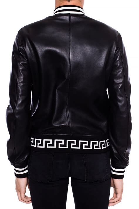 versace black bomber jacket|versace classic v2 leather jacket.